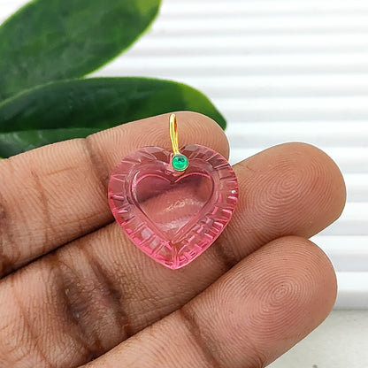 Pink Tourmaline Quartz Heart Charm Pendant with 925 Sterling Silver Bail Necklace & Jewelry Projects- Selling Per Piece