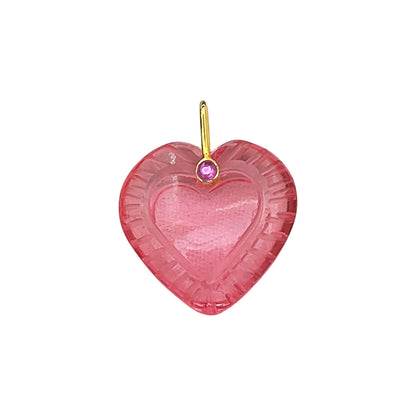 Pink Tourmaline Quartz Heart Charm Pendant with 925 Sterling Silver Bail Necklace & Jewelry Projects- Selling Per Piece