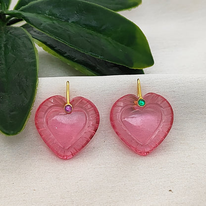 Pink Tourmaline Quartz Heart Charm Pendant with 925 Sterling Silver Bail Necklace & Jewelry Projects- Selling Per Piece