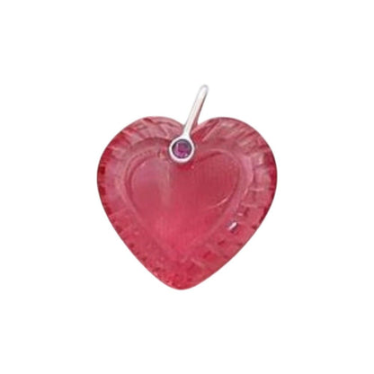 925 Sterling Silver Heart Pendant with Carved Multi-Color Gemstones, DIY Jewelry Necklace Charm