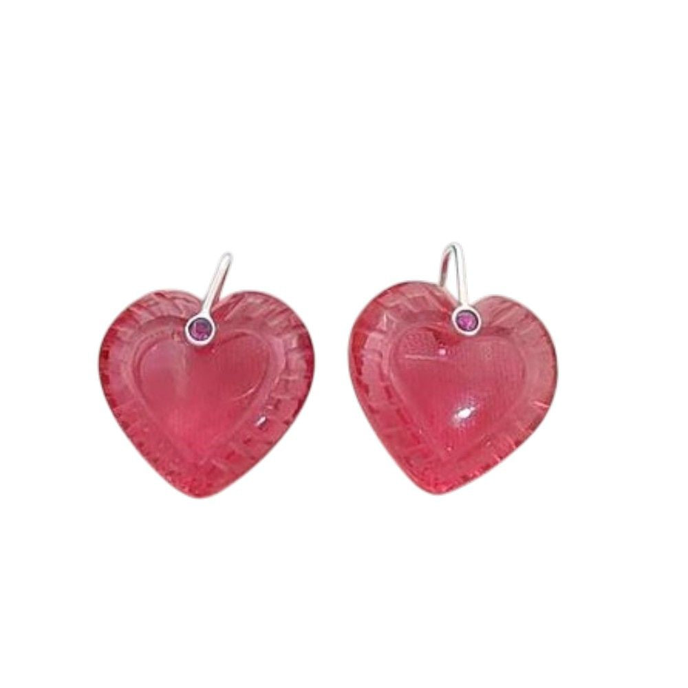 Pink Tourmaline Quartz Heart Pendant in 925 Sterling Silve Carved Gemstone Charm for Handmade Necklaces and Jewelry Accessories