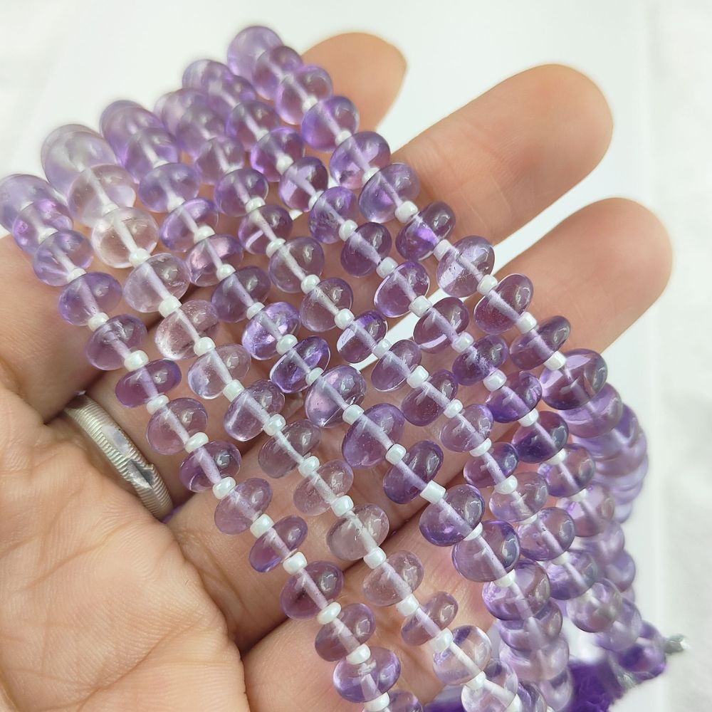 Pink Amethyst Rondelle Gemstone Beads for Making Jewelry