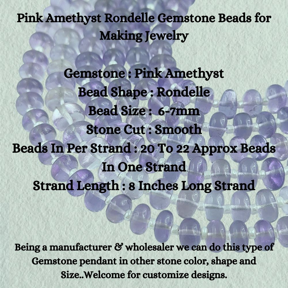 Pink Amethyst Rondelle Gemstone Beads for Making Jewelry