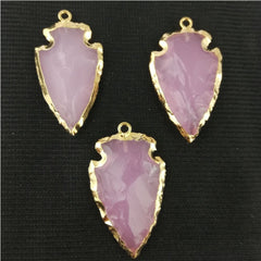 Minimalist Pink Chalcedony Gemstone Pendant Unique Handmade Charm Necklace Arrow-Shaped Jewelry For Gift- Selling Per Piece