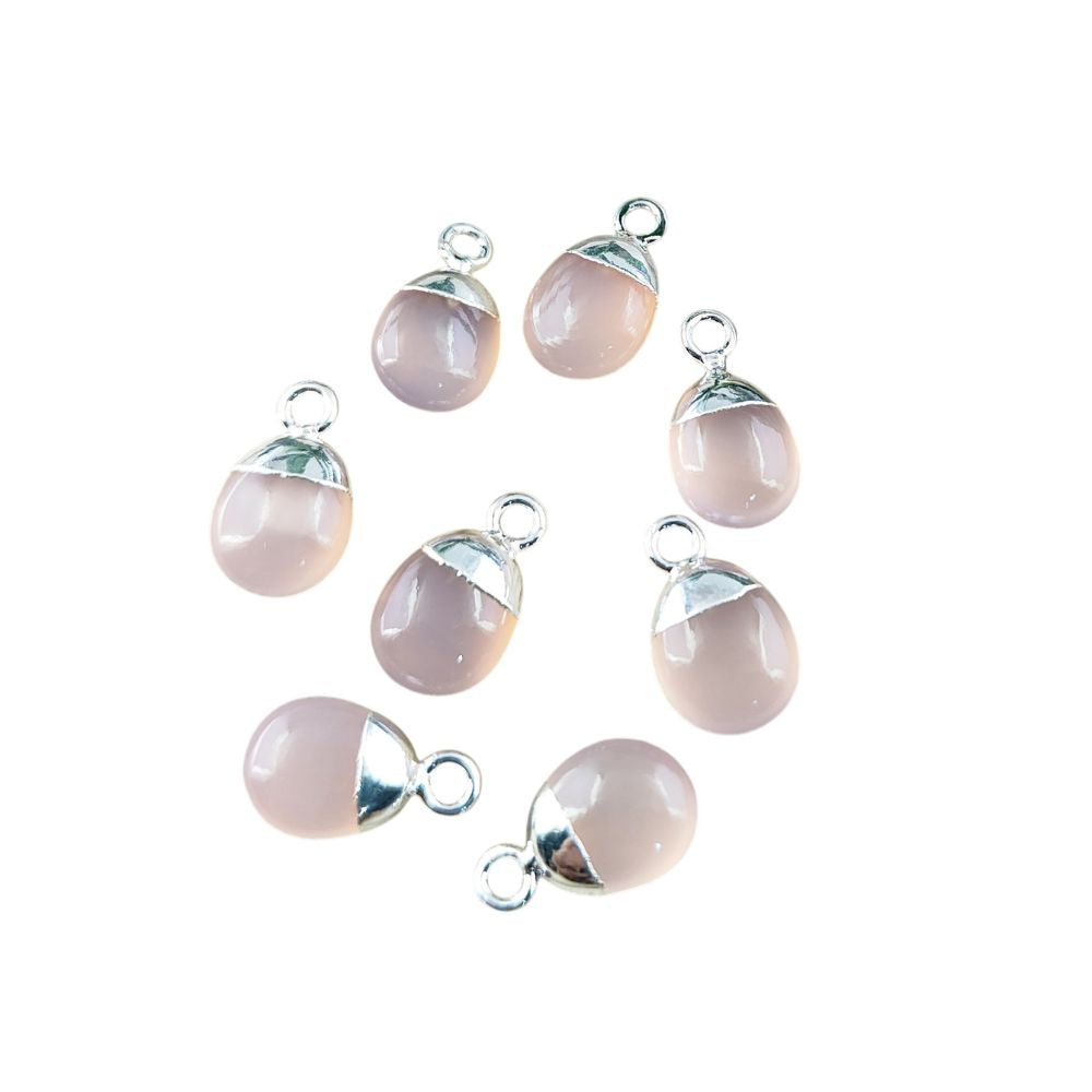 Pink Chalcedony Crystal Spike Pendant for Jewelry Making Natural 8–10mm Gemstone Charm with Gold or Silver Cap