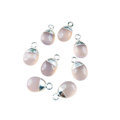 Pink Chalcedony Crystal Spike Pendant for Jewelry Making Natural 8–10mm Gemstone Charm with Gold or Silver Cap