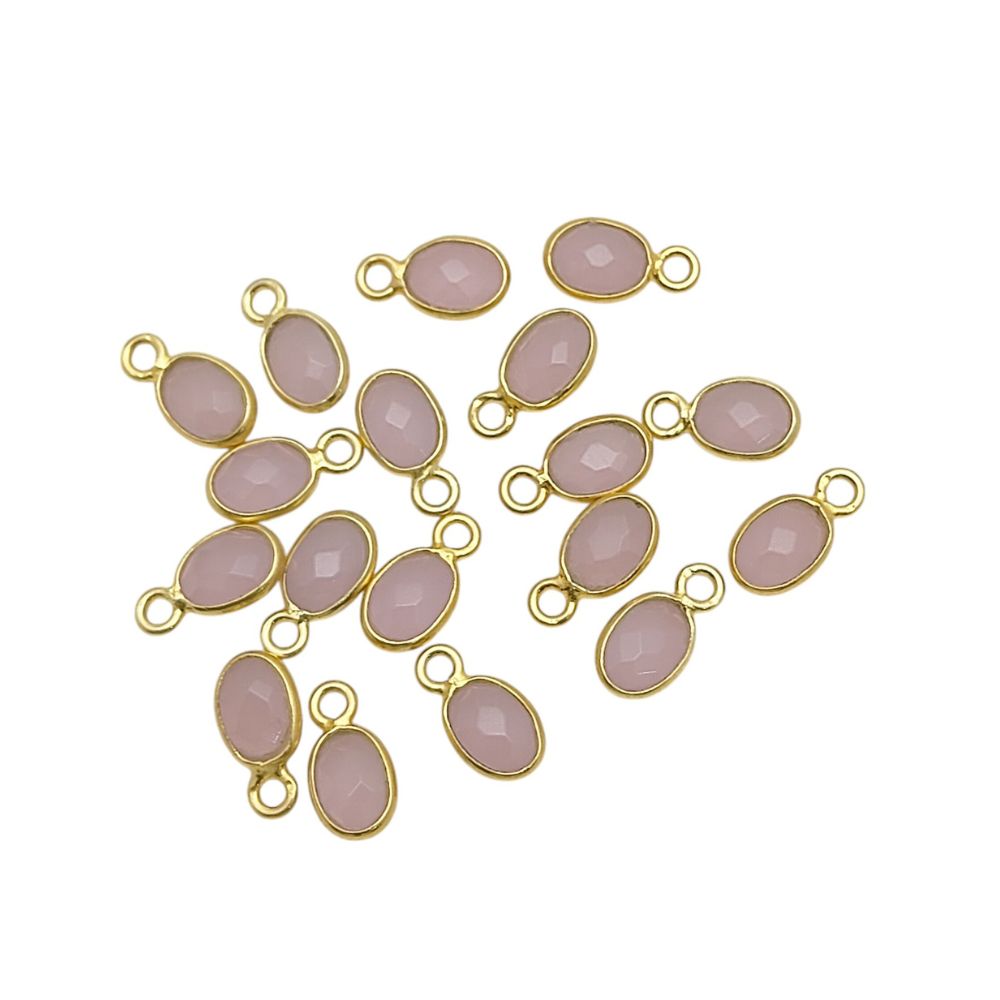 Pink chalcedony oval gemstone pendant necklace 4x6mm