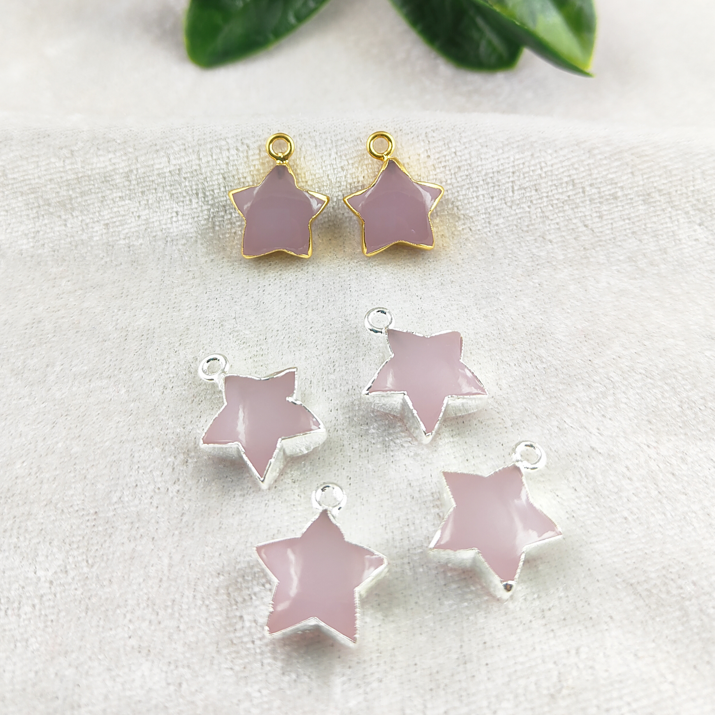 Beautiful Unique Design Star Shape Gemstone Pendant Gold/Silver Electroplated Pink Chalcedony Minimalist Jewelry- Selling Per Piece