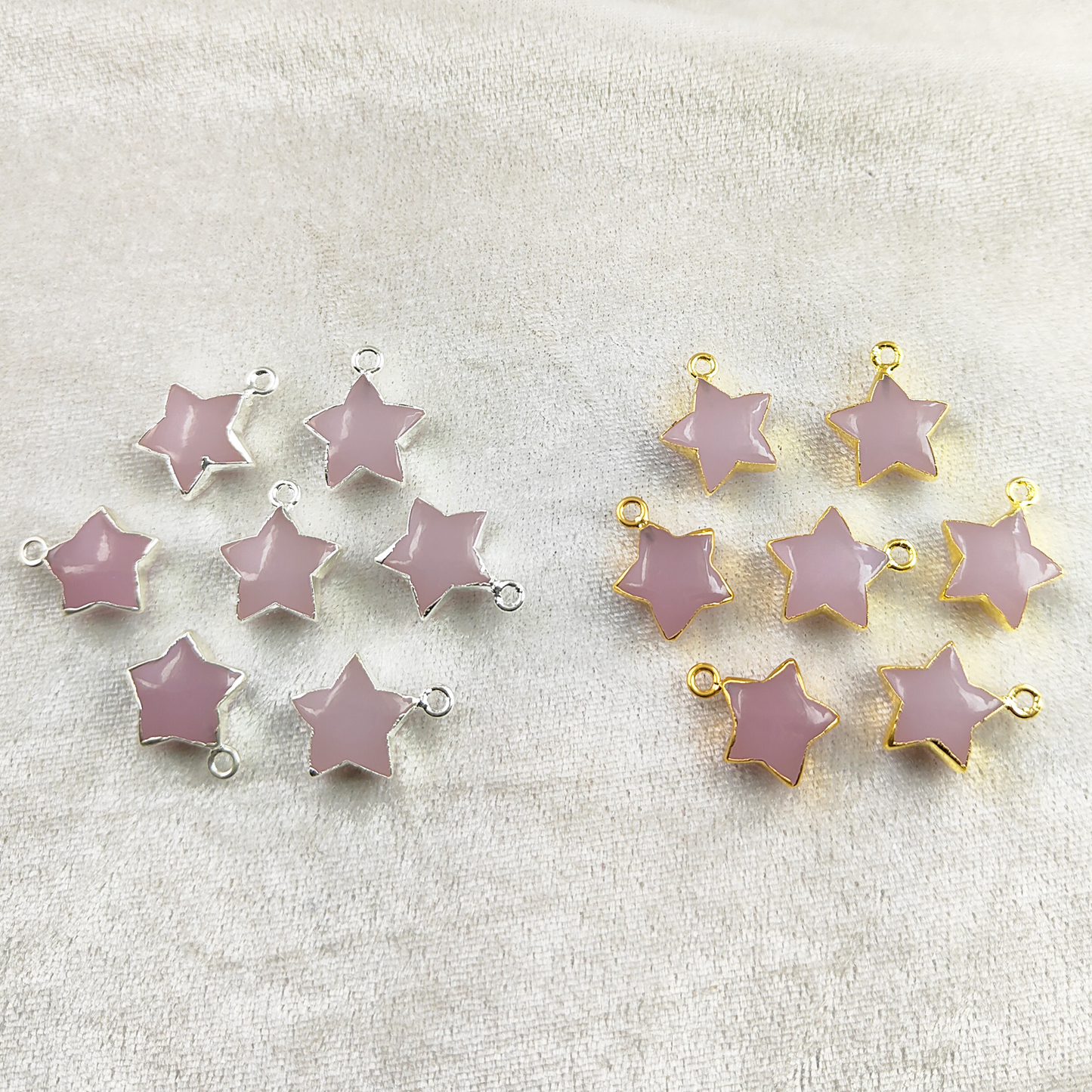 Unique Design Star Shape Pink Chalcedony Pendant - Gold Electroplated Jewelry