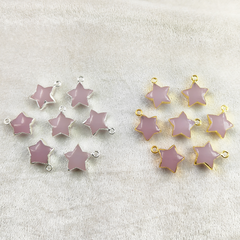 Beautiful Unique Design Star Shape Gemstone Pendant Gold/Silver Electroplated Pink Chalcedony Minimalist Jewelry- Selling Per Piece