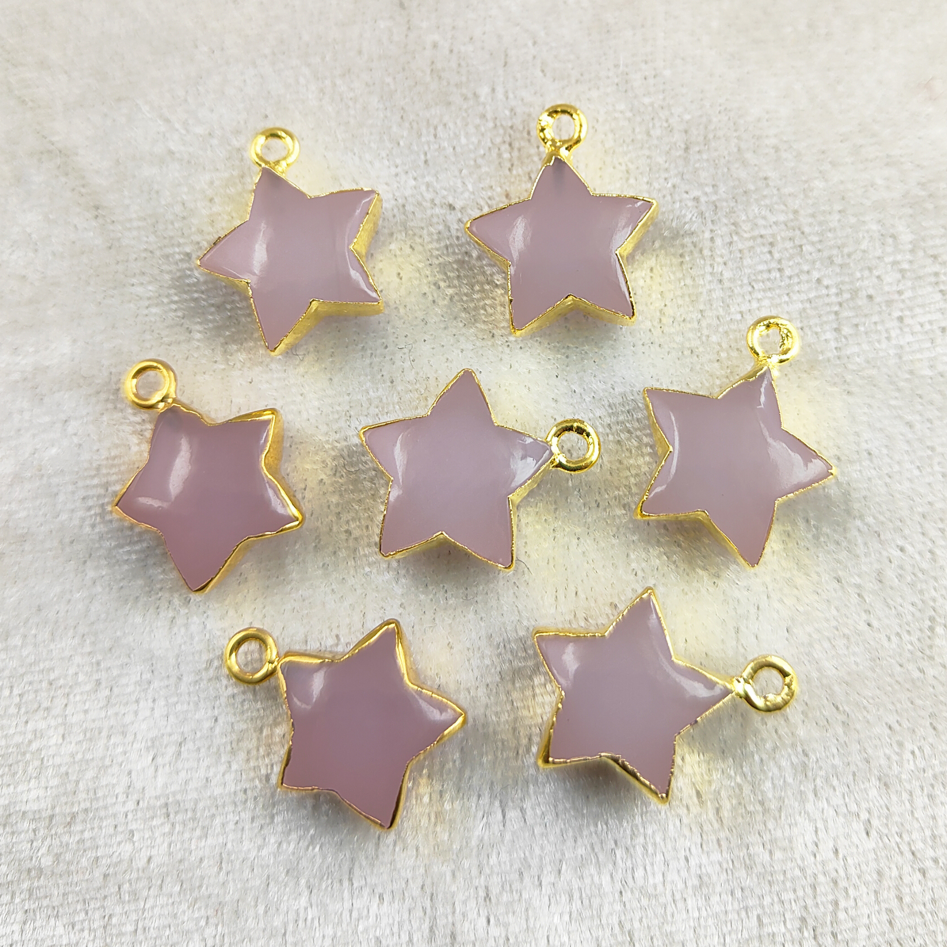 Beautiful Pink Chalcedony Star Pendant - Minimalist Gold Electroplated Jewelry