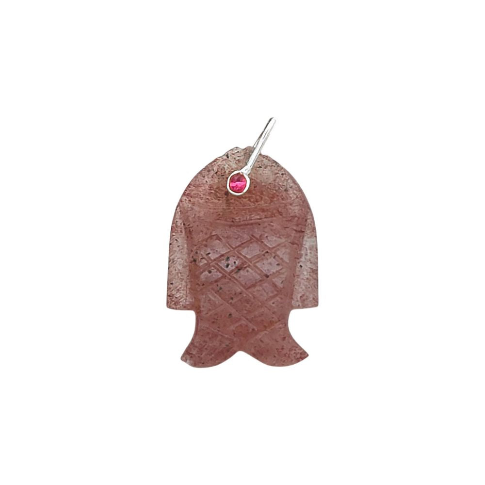Multi Color Gemstone Fish Pendant Hand Carved Crystal Charm with Gold Plated 925 Sterling Silver Bail for Necklace Making