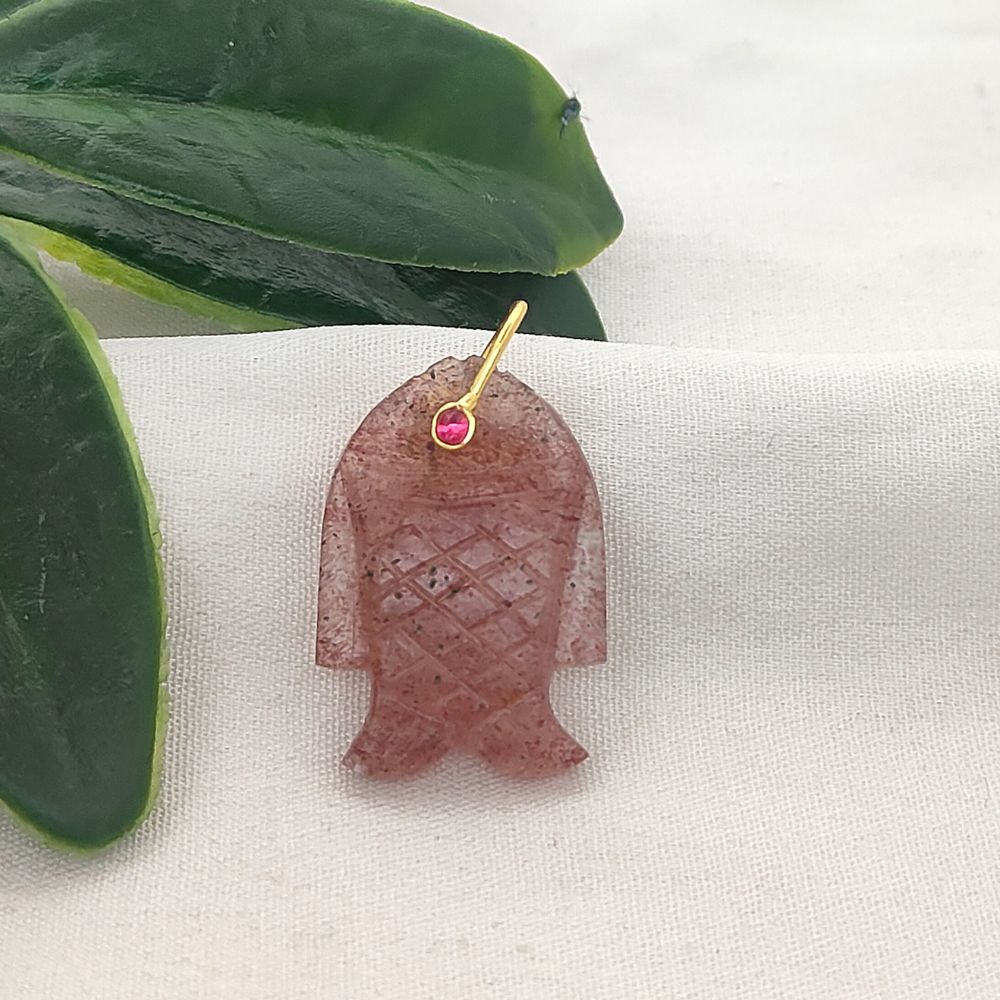 Multi Color Gemstone Fish Pendant Hand Carved Crystal Charm with Gold Plated 925 Sterling Silver Bail for Necklace Making