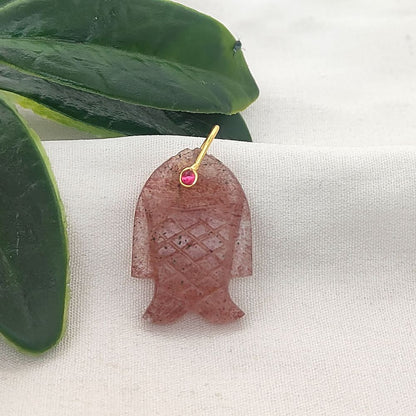 Multi Color Gemstone Fish Pendant Hand Carved Crystal Charm with Gold Plated 925 Sterling Silver Bail for Necklace Making