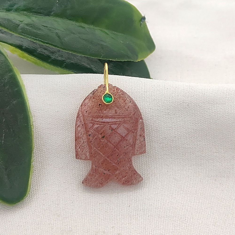 Multi Color Gemstone Fish Pendant Hand Carved Crystal Charm with Gold Plated 925 Sterling Silver Bail for Necklace Making