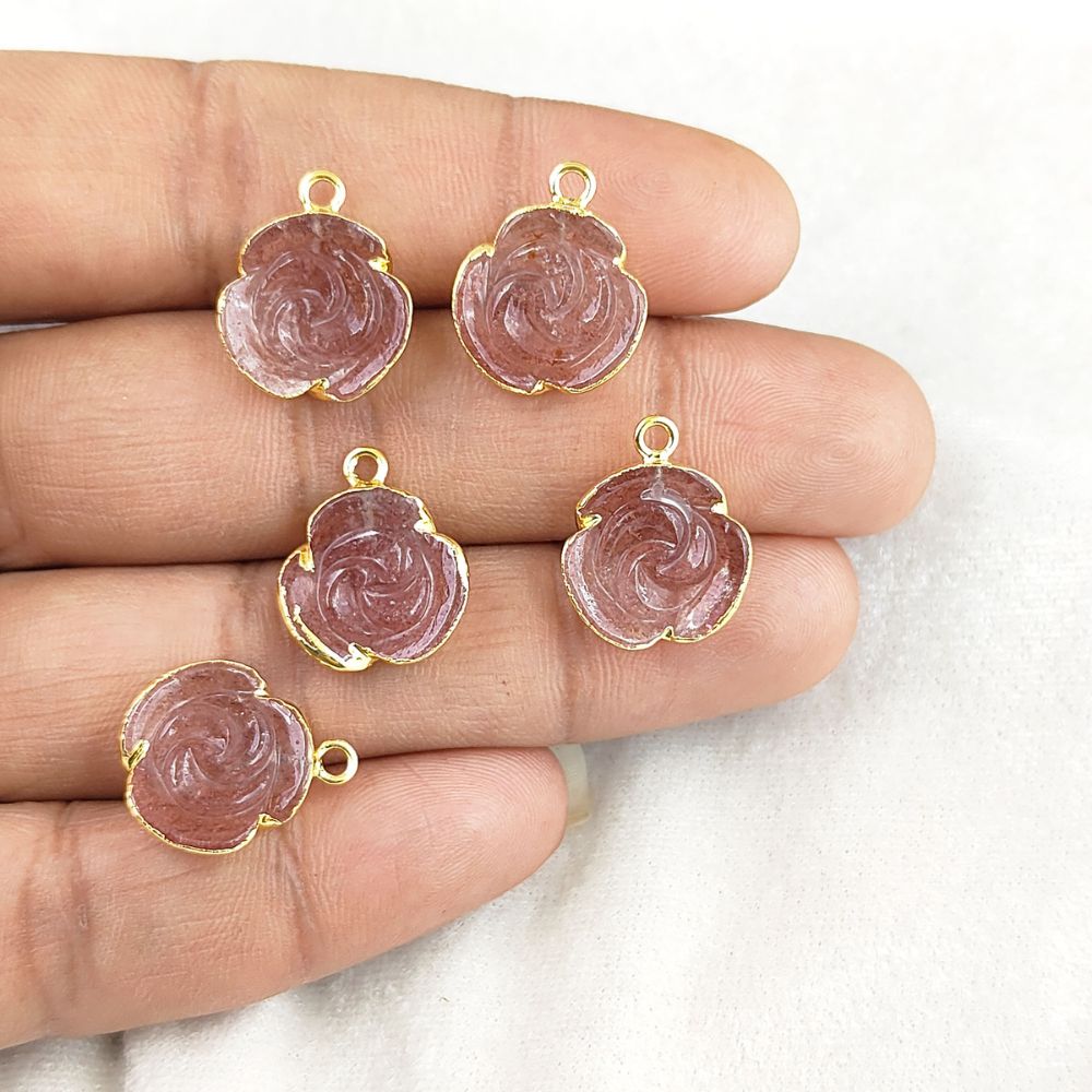 Elegant Quartz Rose Necklace | Hand-Carved Jewelry for Women & Girls