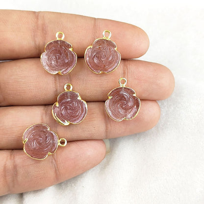Elegant Quartz Rose Necklace | Hand-Carved Jewelry for Women & Girls