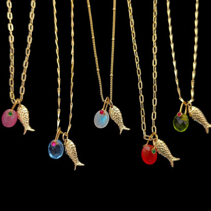 Pisces Lucky Fish Necklace, 18K Gold Plated Oval Charm Pendant, Ocean Inspired Summer Jewelry