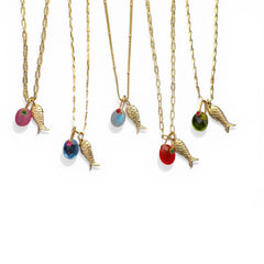 Pisces Lucky Fish Necklace, 18K Gold Plated Oval Charm Pendant, Ocean Inspired Summer Jewelry