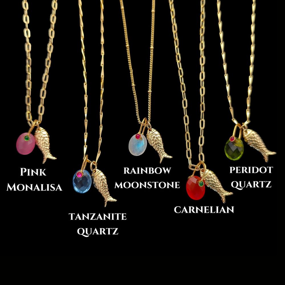 Pisces Lucky Fish Necklace, 18K Gold Plated Oval Charm Pendant, Ocean Inspired Summer Jewelry