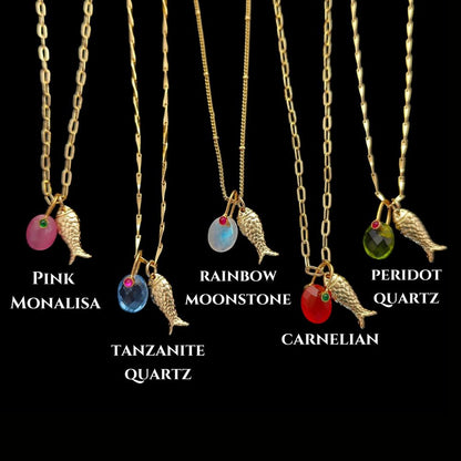 Pisces Lucky Fish Necklace, 18K Gold Plated Oval Charm Pendant, Ocean Inspired Summer Jewelry