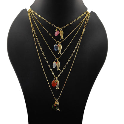 Pisces Lucky Fish Necklace, 18K Gold Plated Oval Charm Pendant, Ocean Inspired Summer Jewelry