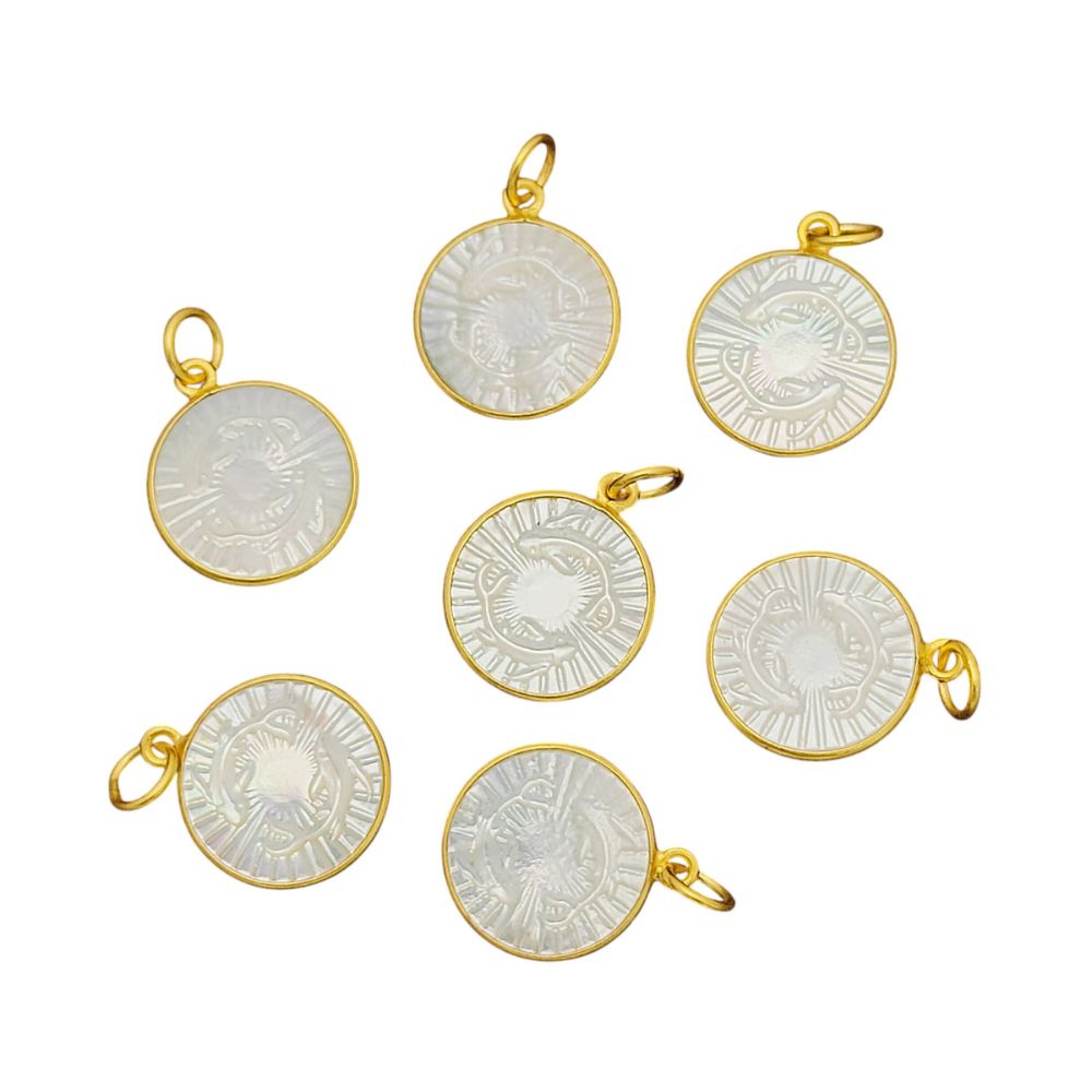 Pisces Zodiac Pendant – Gold Plated with White Pearl
