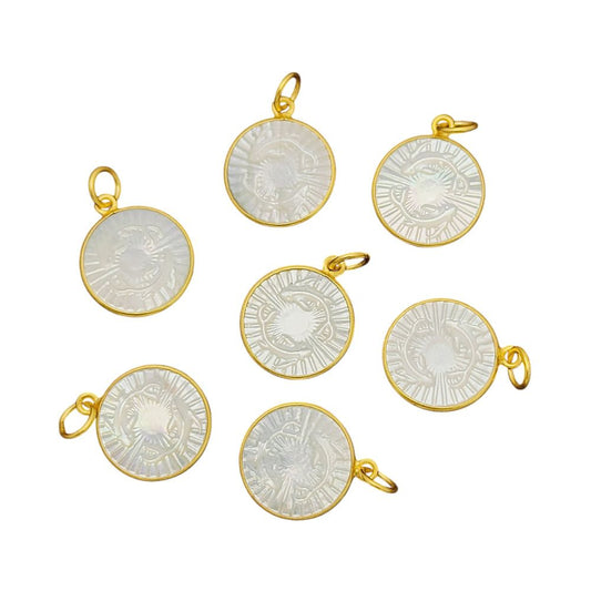 Pisces Zodiac Pendant – Gold Plated with White Pearl