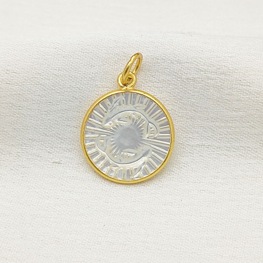 Pisces Birthstone Charm Gold Plated & White Pearl Pendant