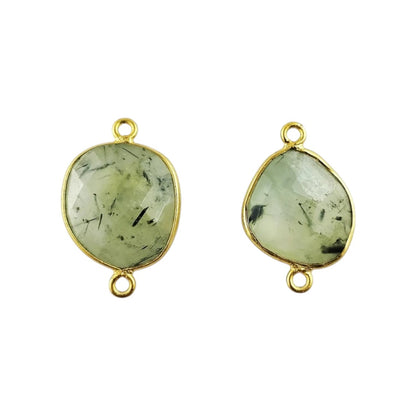 Prehnite Bezel Connector 12–15mm Free Form Gemstone Charm for Earrings, Necklaces & Bracelets- Selling Per Piece
