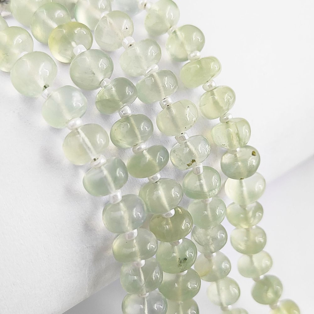 Prehnite Rondelle Beads Unique Light Green Gemstones