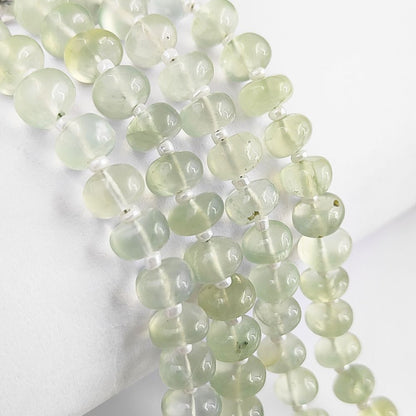 Prehnite Rondelle Beads Unique Light Green Gemstones