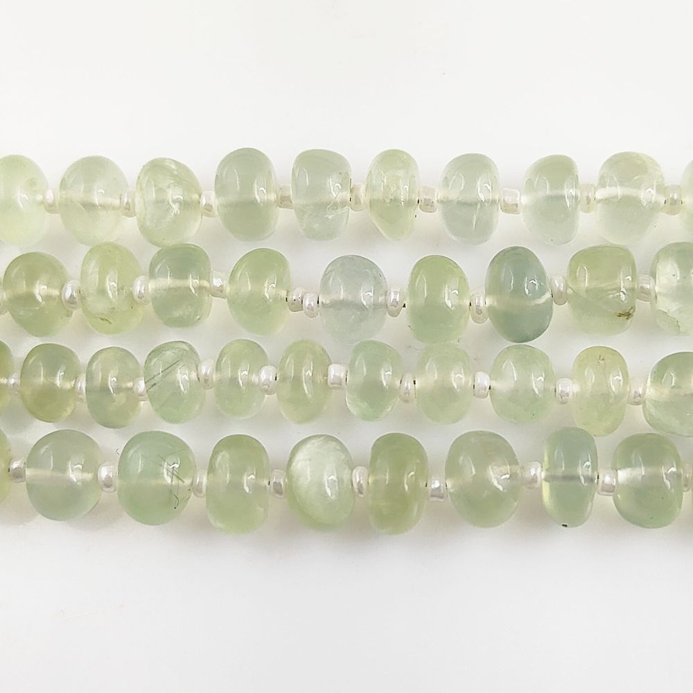 Prehnite Rondelle Beads Unique Light Green Gemstones