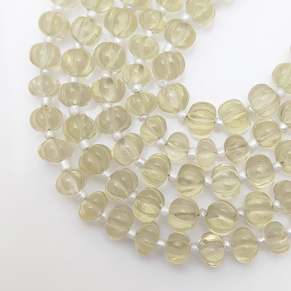 Pumpkin-Shaped Lemon Quartz Beads – Radiant Yellow Crystals for DIY Jewelry Making