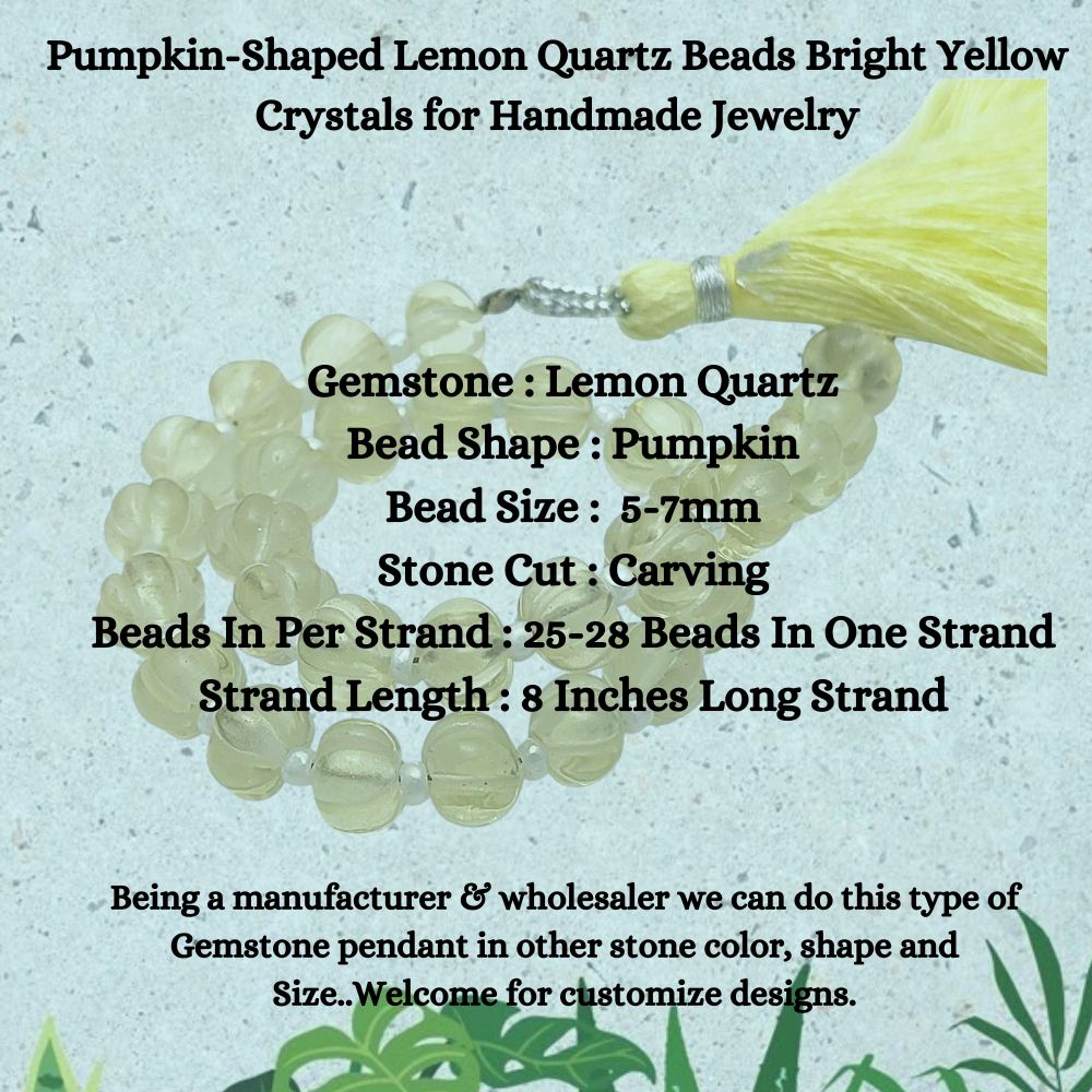 Lemon Quartz Pumpkin Beads – Vibrant Yellow Crystals for Unique Handmade Jewelry