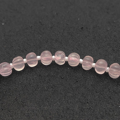Pumpkin-Shaped Rose Quartz Beads – Elegant Pink Gemstones for Jewelry Making
