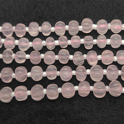 Pumpkin-Shaped Rose Quartz Beads – Beautiful Pink Gemstones for Handmade Jewelry Designs