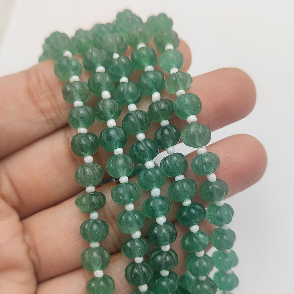Pumpkin Cut Green Strawberry Quartz Beads – Gorgeous Gemstones for Creative DIY Jewelry