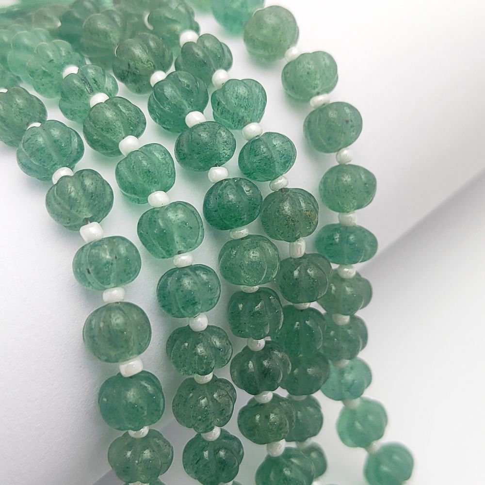 Unique Green Strawberry Quartz Pumpkin Cut Beads – Perfect for DIY Jewelry & Crafting