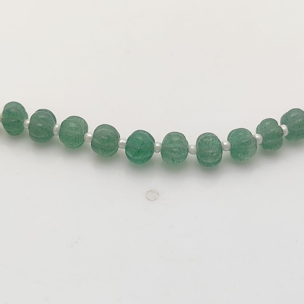 Green Strawberry Quartz Pumpkin Cut Beads – Ideal for DIY Jewelry, Necklaces & More