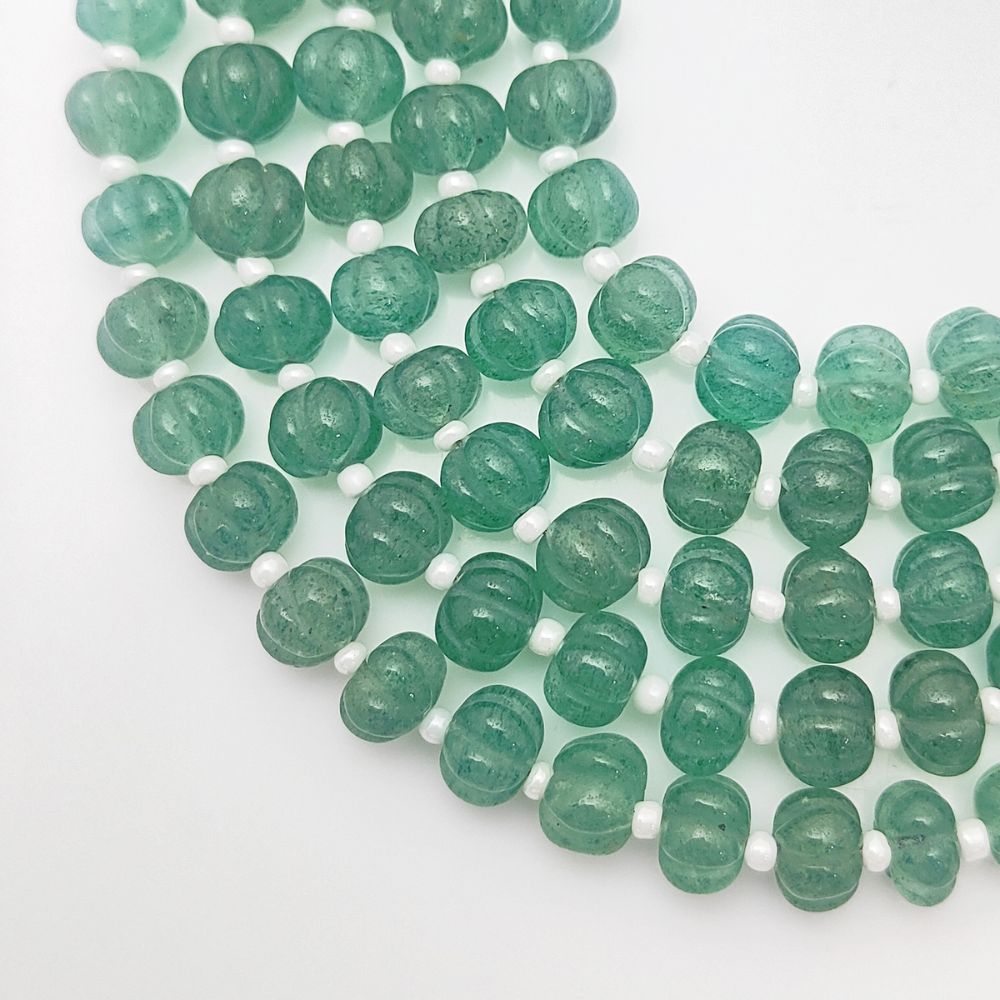 Green Strawberry Quartz Pumpkin Cut Beads – Add a Unique Touch to Your DIY Jewelry Projects