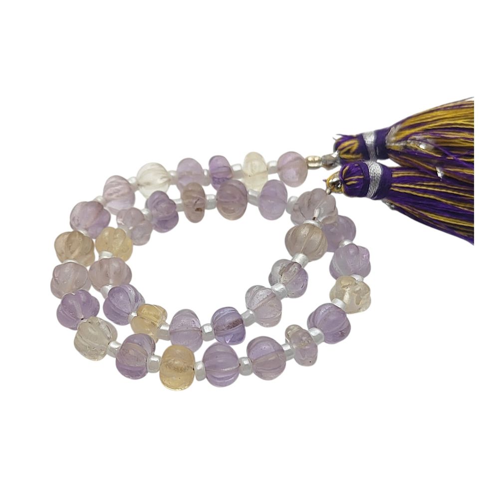 Pumpkin Shaped Ametrine Gemstone Beads – Carved Natural Beads for Custom Jewelry