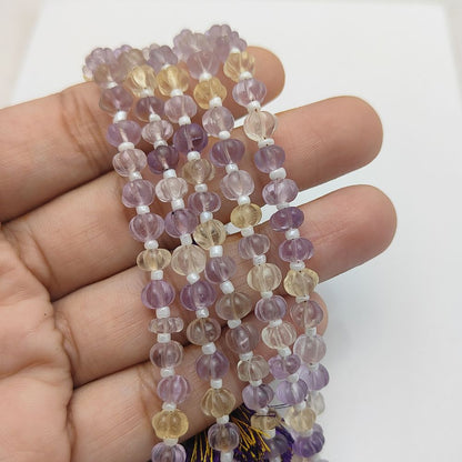 Natural Carved Ametrine Pumpkin Gemstone Beads for Custom Jewelry Designs