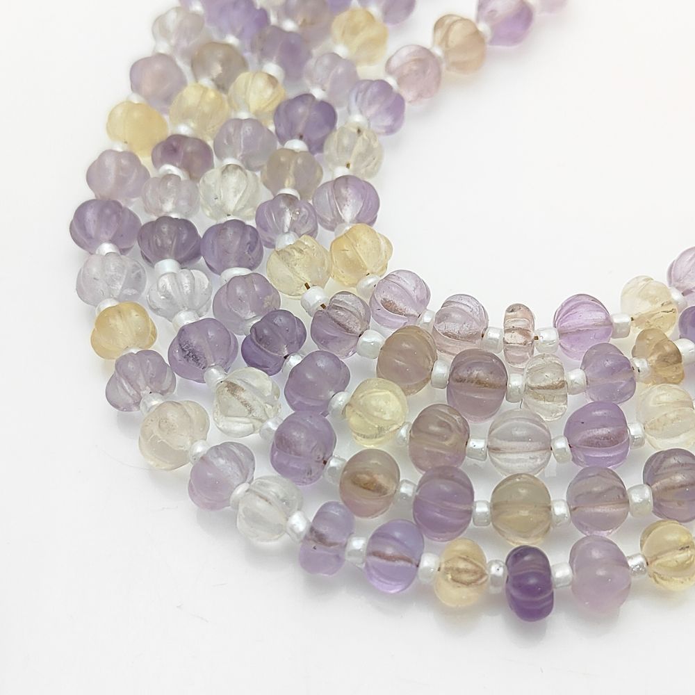 Carved Ametrine Pumpkin Beads – Perfect for Professional Jewelry Designers