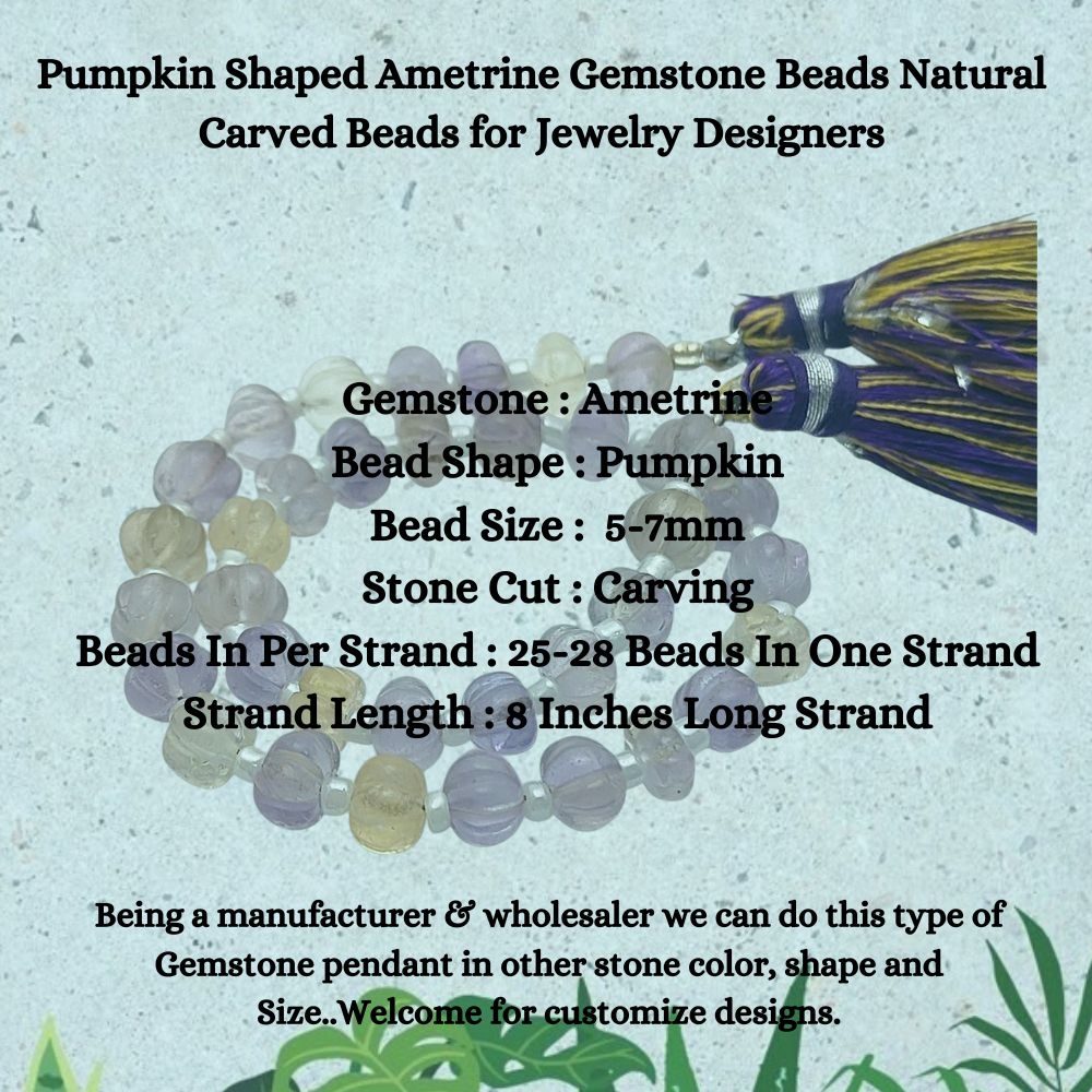 Unique Ametrine Pumpkin Beads – Natural Carved Gemstones for Jewelry Design