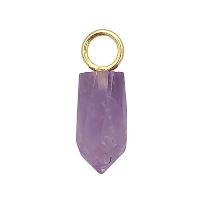 Purple Amethyst Pencil Point Pendant in Gold Plated Sterling Silver 14x6mm Natural Gemstone Spike Charm- Selling Per Piece