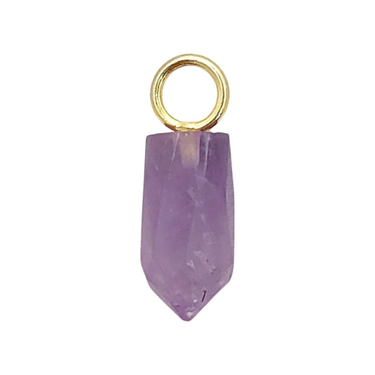 Purple Amethyst Pencil Point Pendant in Gold Plated Sterling Silver 14x6mm Natural Gemstone Spike Charm- Selling Per Piece
