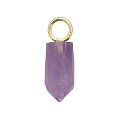 Purple Amethyst Pencil Point Pendant in Gold Plated Sterling Silver 14x6mm Natural Gemstone Spike Charm- Selling Per Piece