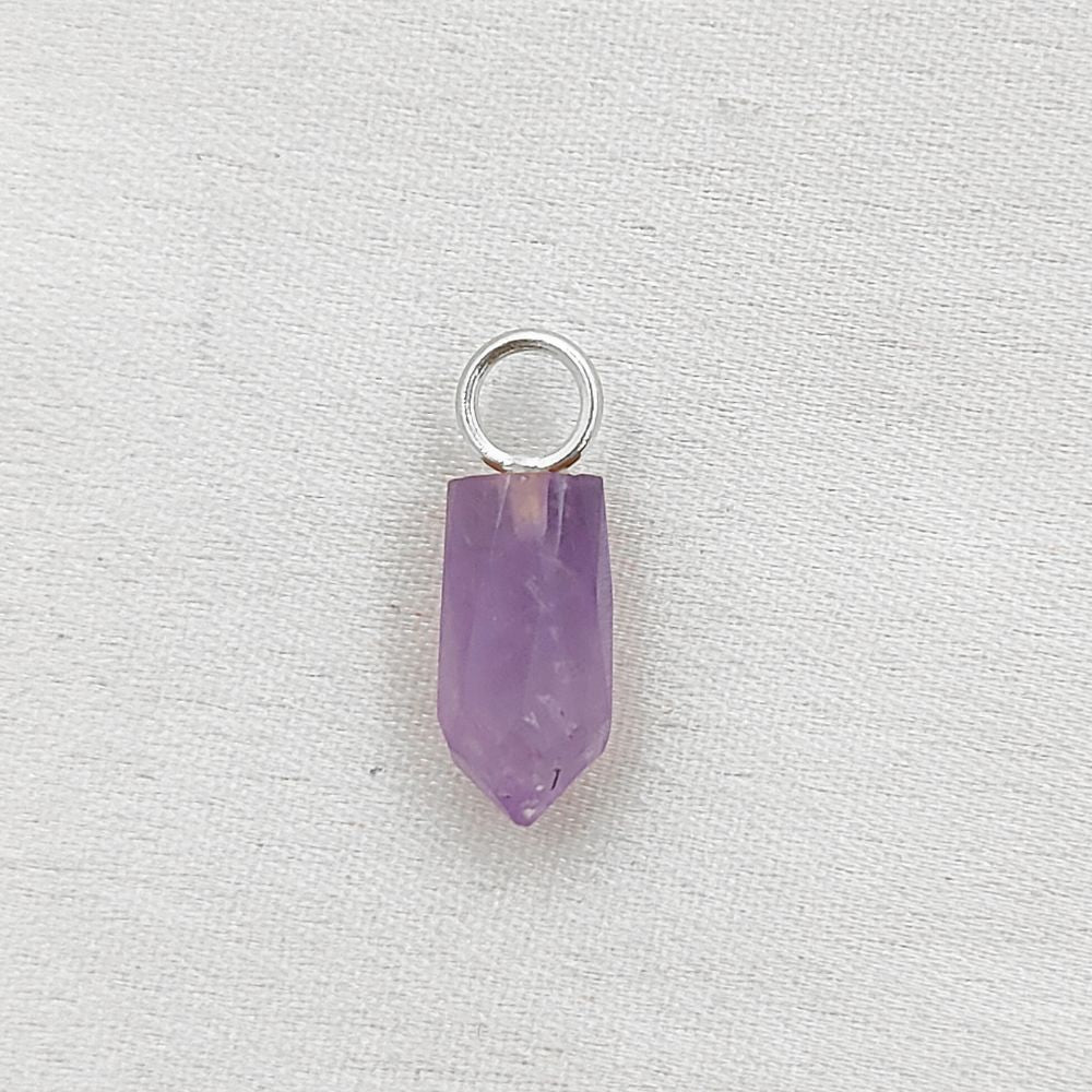 Purple Amethyst Pencil Point Pendant in Gold Plated Sterling Silver 14x6mm Natural Gemstone Spike Charm- Selling Per Piece