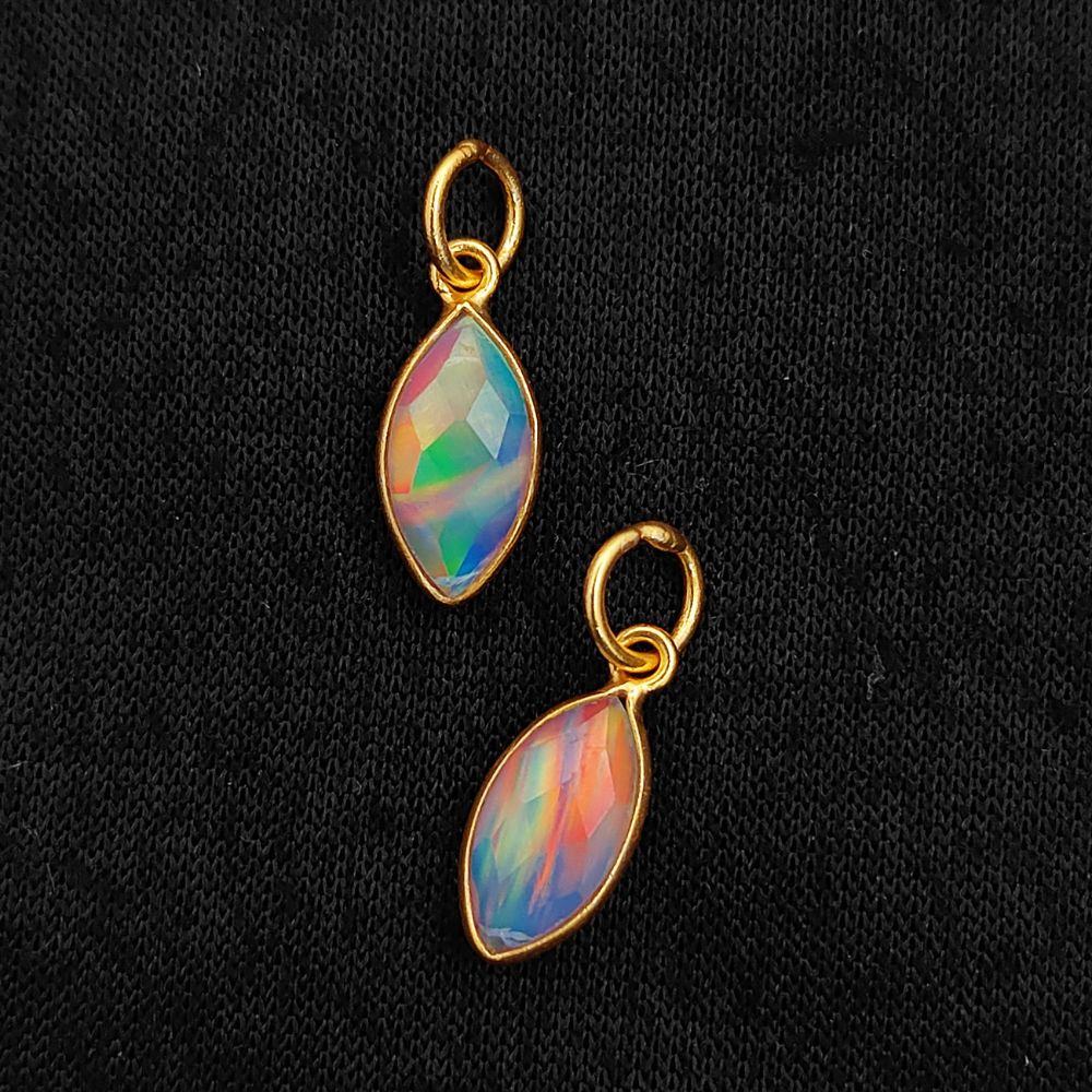 Gold plated sterling silver marquise opal drop pendant for DIY necklaces and bracelets